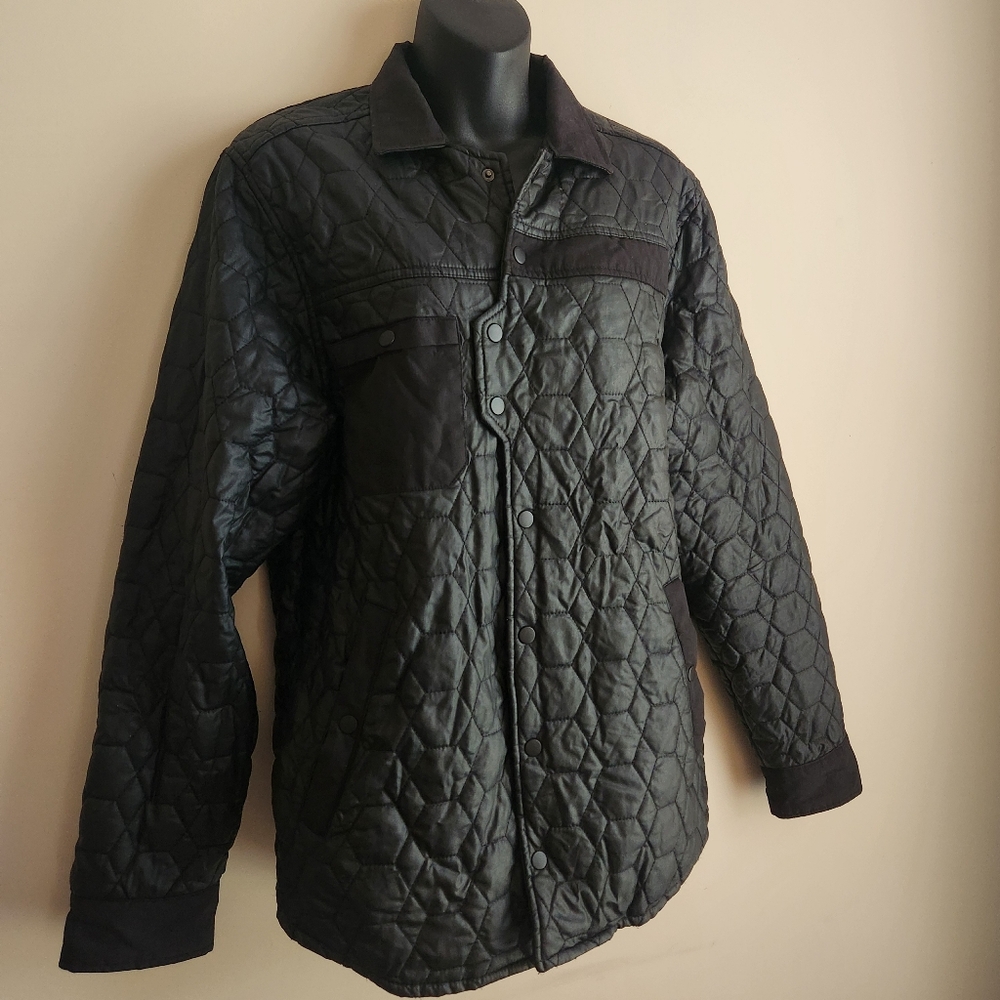Comune Men's Quilted Waxed Black Jacket Size Medium